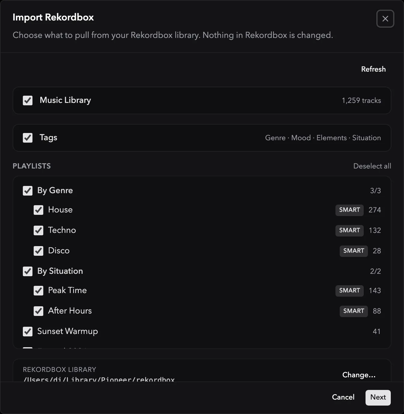 Ora DJ automated Rekordbox library import